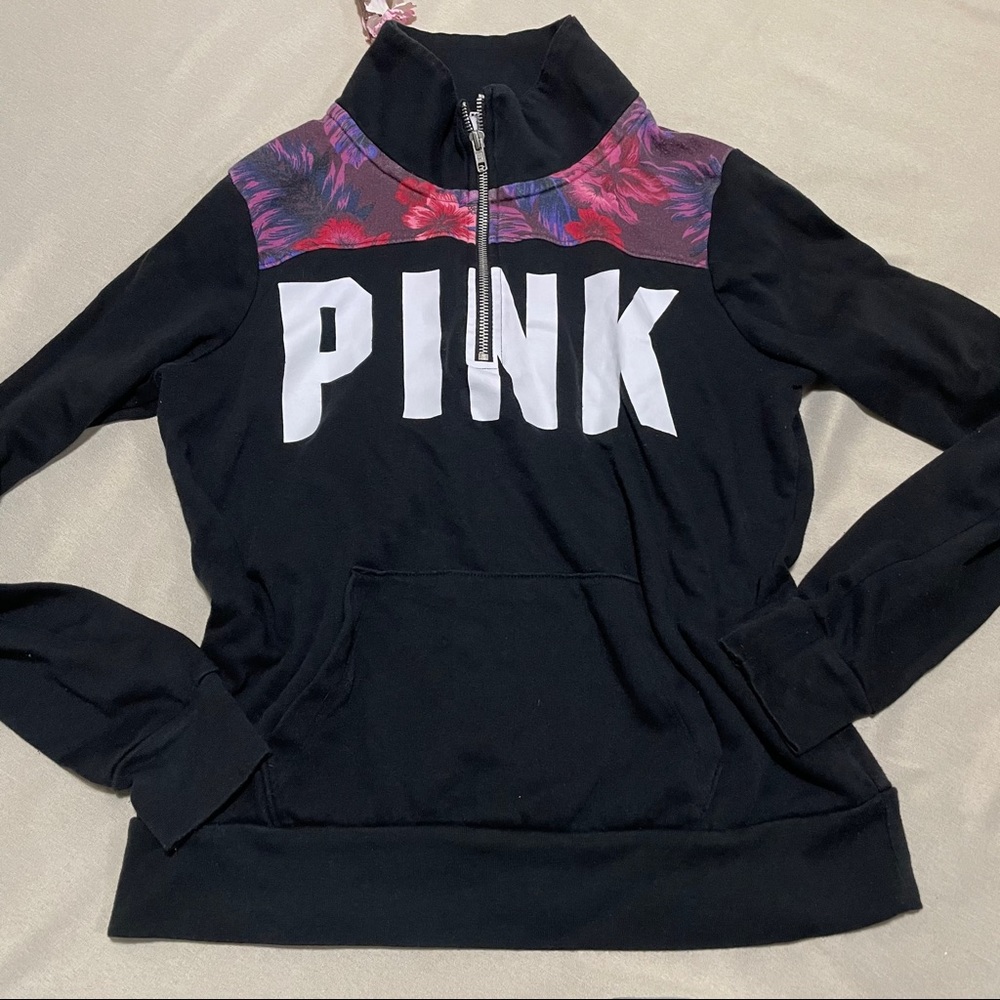 VS PINK black quartet zip pullover